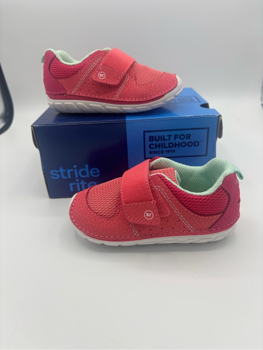 Stride Rite Coral Pink Hook-and-Loop Toddler Shoes